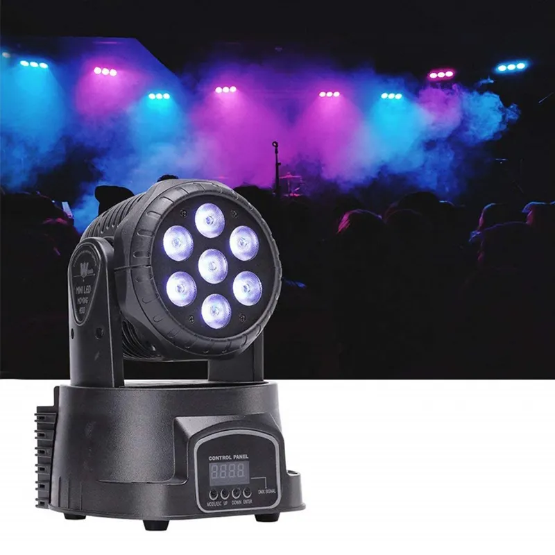 Mini lumière Disco à 7 led avec tête mobile, 7x10w, Dj