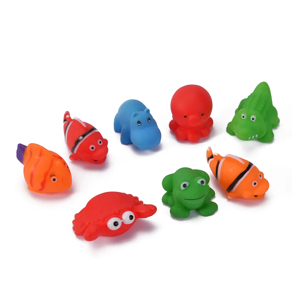 Fabbrica diretta in plastica vasca da bagno giocattolo da doccia galleggiante in PVC colorato in plastica Mini morbida di gomma giocattoli di pesce per i bambini