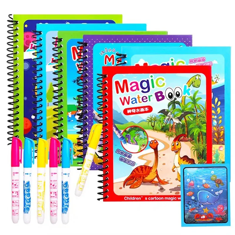 Animal Zoo Princess Magic Water Drawing Book Colorling Mermaid Cartoon Doodle Magic Pen Drawing Board Toys Kids Children Gifts