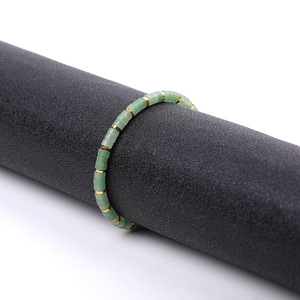 공장 직접 판매 짠 팔찌 4mm 플랫 비즈 레드 경옥 화이트 소나무 녹색 Aventurine 청금석 핑크 트렌디 기하학적 - Product Image 4