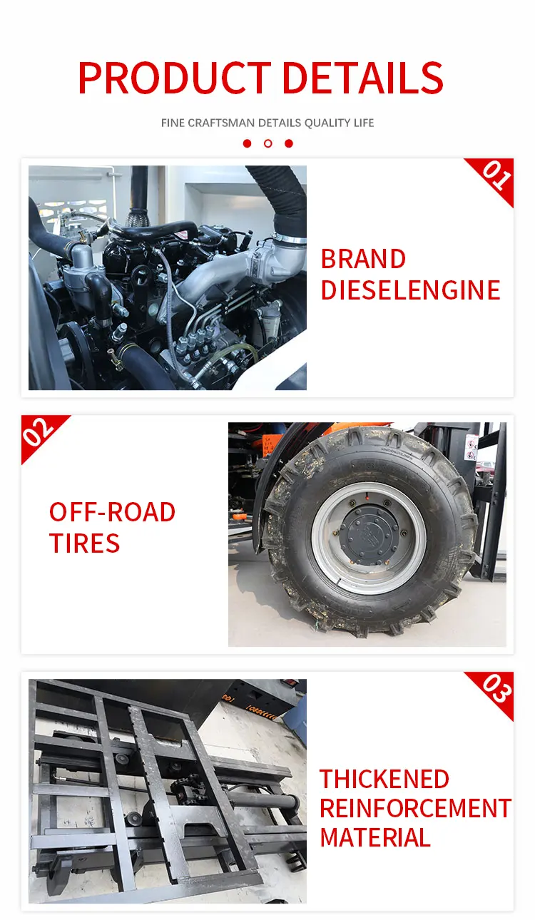 4 tekerlekten çekiş dizel bozuk arazi forklifti ağır yük kapalı yol Forklift depo taşıma sistemi için