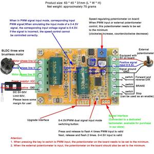 DC 6.5-50V 380W BLDC trifase DC Brushless Controller PWM senza Hall Sensor Hall Motor Control Driver Board - Product Image 1