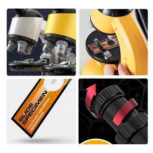 Microscopio para niños, Kit de ciencia para principiantes, gran aumento, 100-1200X, con tallo de luz, juguete con toboganes de plástico - Product Image 4