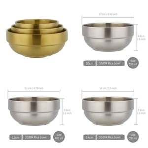 Bát cơm Bát canh để phục vụ salad súp trái cây pho Bát vàng đôi Tường Cách Nhiệt 304 thép không gỉ kim loại Hàn Quốc Đảng 1688 - Product Image 2