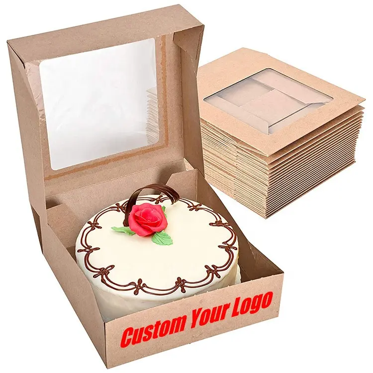 Boîte de papier à cupcake jetable en carton de tailles multiples Petite boîte de papier à gâteau bon marché avec couvercle transparent pour les pâtisseries