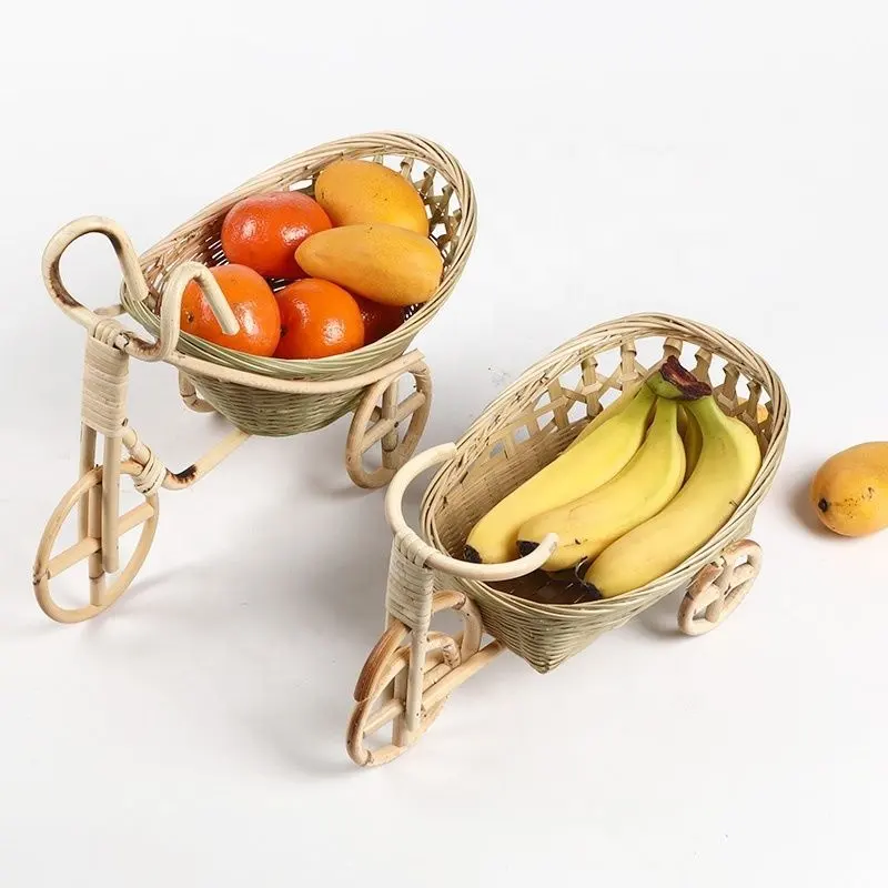 Bamboo Stand Creative Tableware Hotel Special Products Small Bamboo Basket Hand-Made Float Bamboo Rattan Creative Bicycle