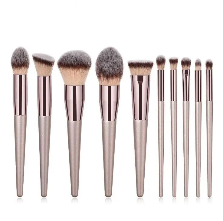 Low MOQ Champagne gold advanced quality makeup brush with soft bristles customizable makeup brush
