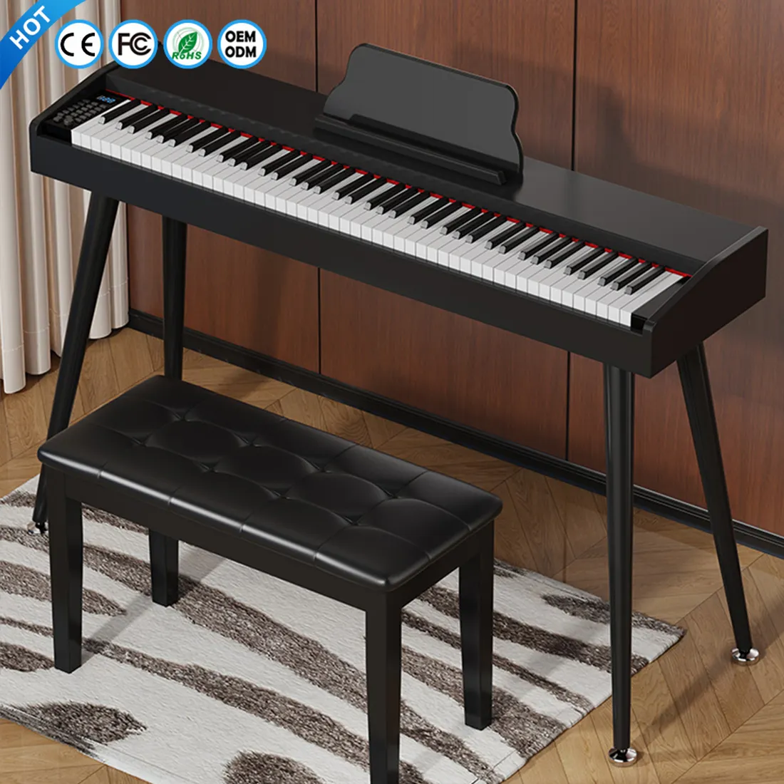 Piano electrónico profesional de China, instrumento de teclado musical, precio al por mayor, portátil, 88 teclas, soporte vertical, pianos digitales