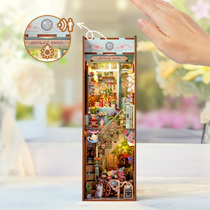 Tonecheer Cửa hàng Hoa tự làm cuốn sách Nook tq141 hộp pin ẩn tự động cảm biến ánh sáng cảnh đường phố 3D câu đố bằng gỗ tự làm thủ công Kit - Product Image 4