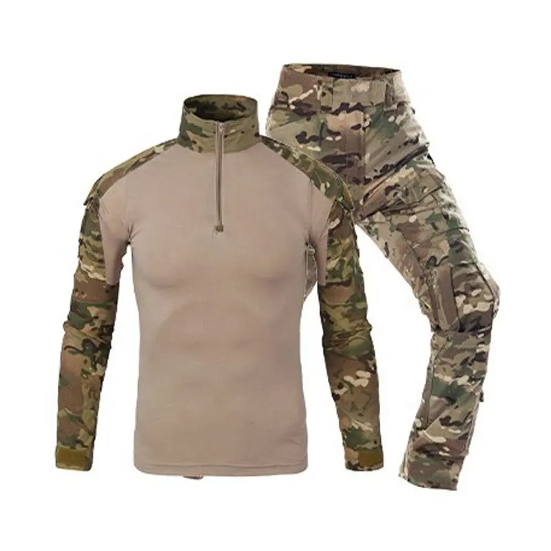 Camisa de manga longa multiticam, conjunto de roupa tática de treinamento em camo, caça, uniforme de sapo