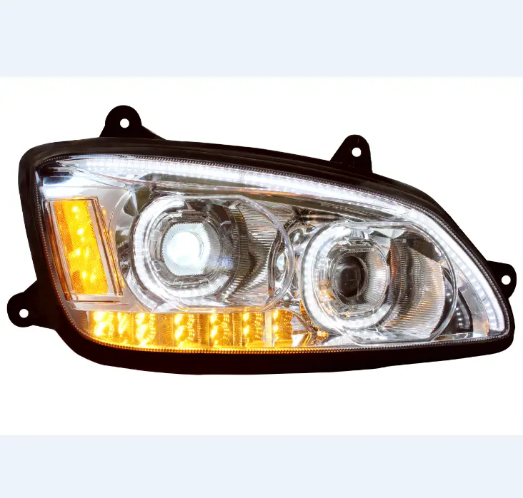 DOT/SEA approved 6-24V LED Chrome or Black Finish headlight for heavy truck suitable for Kenworth T660 Projector Headlights