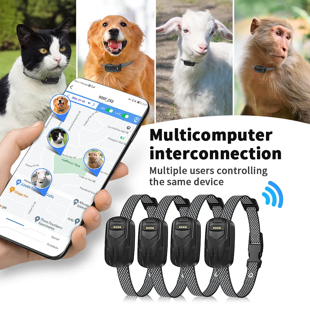 Mặc dài Phạm vi chính xác thiết bị theo dõi GPS Pet Dog thời gian thực theo dõi 4 gam thông minh định vị TRACKER cổ áo với cuộc gọi bằng giọng nói