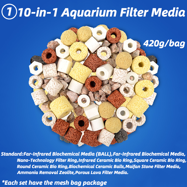 Médias filtrants pour aquarium 10-en-1