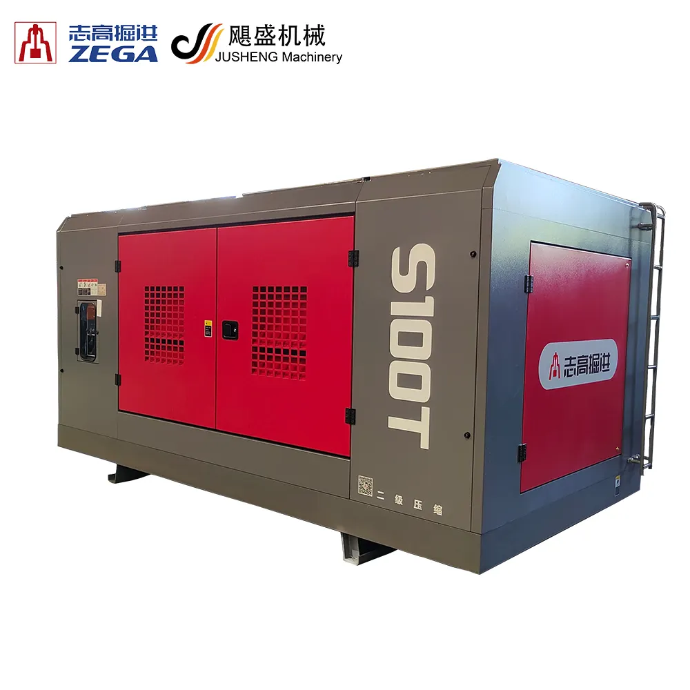 ZEGA stationary Screw diesel engine powered model S100T water well drilling use screw compressors