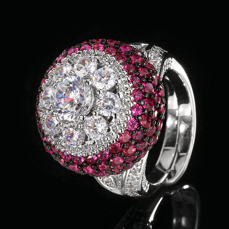 Anillo de corindón rojo de tamaño ajustable
