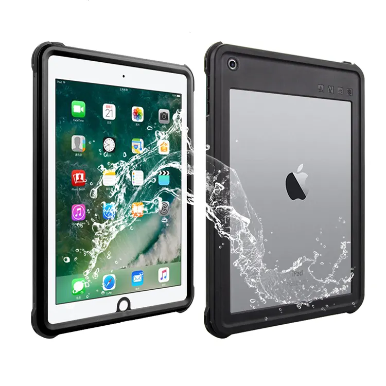 Rugged anti-fall PC+TPU full cover IP68 certified 9.7 inch waterproof case for iPad 2017/2018 with built-in screen protector