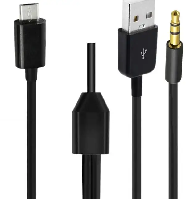 2 in1ケーブル-Samsung i9300 i92201m用のミニマイクロUSB-USBおよび3.5mmAux標準オーディオジャック接続ケーブル