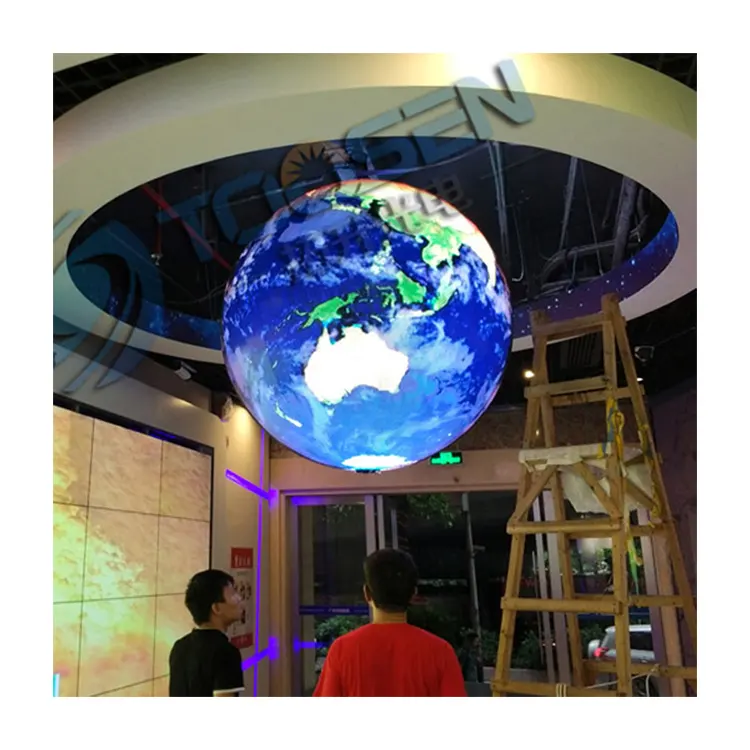 Pantalla esférica LED en forma de stock de fábrica, diámetro de globo, 1m, 1,5 m, 2M, pantalla de esfera P2 P2.5, pantalla de bola LED, uso para exposición