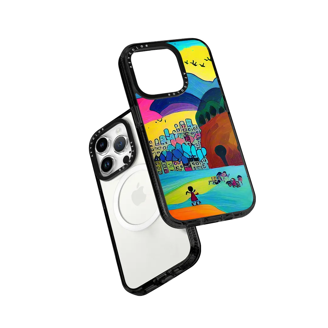 AFYCOLOR Autistic Children Painting Protective Eco-friendly Phone Case for iPhone 15 14 13 In Stock Phones Cover Magnetic Cases