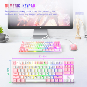 ONIKUMA G26+CW916 89 Keys White Pink Gaming <strong>Keyboard</strong> <strong>Mouse</strong> <strong>Combo</strong> RGB Backlit Wired Ergonomics Mechanical <strong>Keyboard</strong> and <strong>Mouse</strong> Set - Product Image 2