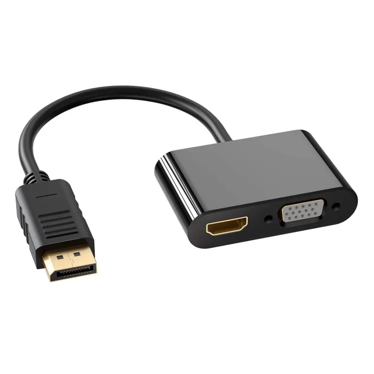 디스플레이 포트 HDMI VGA 어댑터 블랙 ABS 하우징 0.15M 4k DP 4K HDMI 출력 180P VGA