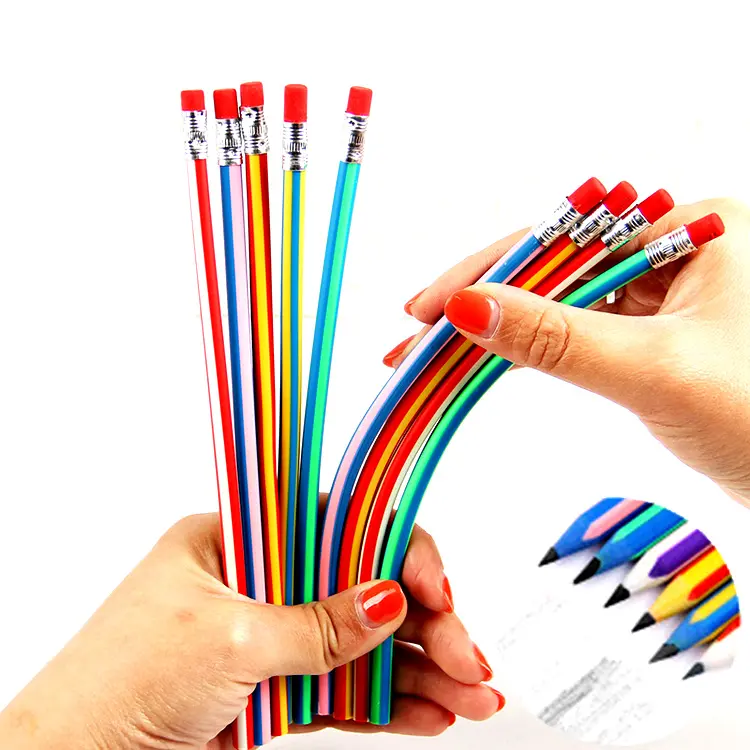 Cute Stationery Colorful Magic Bendy Flexible Soft Pencil With Eraser Student School Office Use