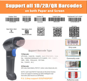 HENEX HC-3208RC <strong>AUTO</strong> Scan Wired Bar Code Scanners Reader Cordless Handheld 1D 2D QR Barcode Scanner with Rechargeable <strong>Cradle</strong> - Product Image 6