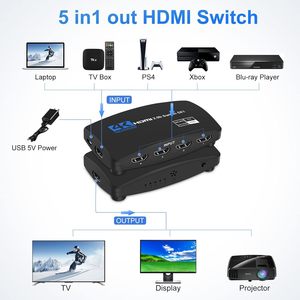 Compatible con UHD HDMI 2.0b 5 en 1 salida 4K 60Hz Selector HDMI Switcher 5 puertos HDMI Switch Box con control remoto - Product Image 2