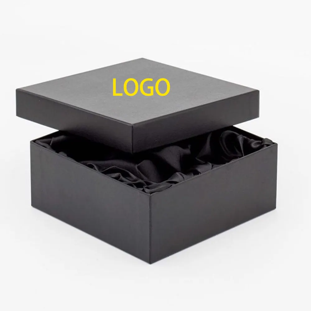 Cajas de regalo rígidas con tapa extraíble de embalaje de papel cartón marca personalizada con cuello caja de regalo de lujo con cojín de satén en el interior