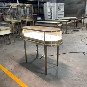 Tùy chỉnh đồ trang sức cửa hàng bán lẻ Tủ sắp xếp hợp lý thiết kế hình chữ nhật thép không gỉ bảng LED ánh sáng đồ trang sức Showcase hiển thị - Product Image 6