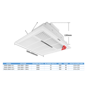 JINLING banyo ısıtıcısı tavan Remoto kontrolü ile monte 2000W PTC hızlı ısıtma 2 in 1 havalandırma fanı - Product Image 4