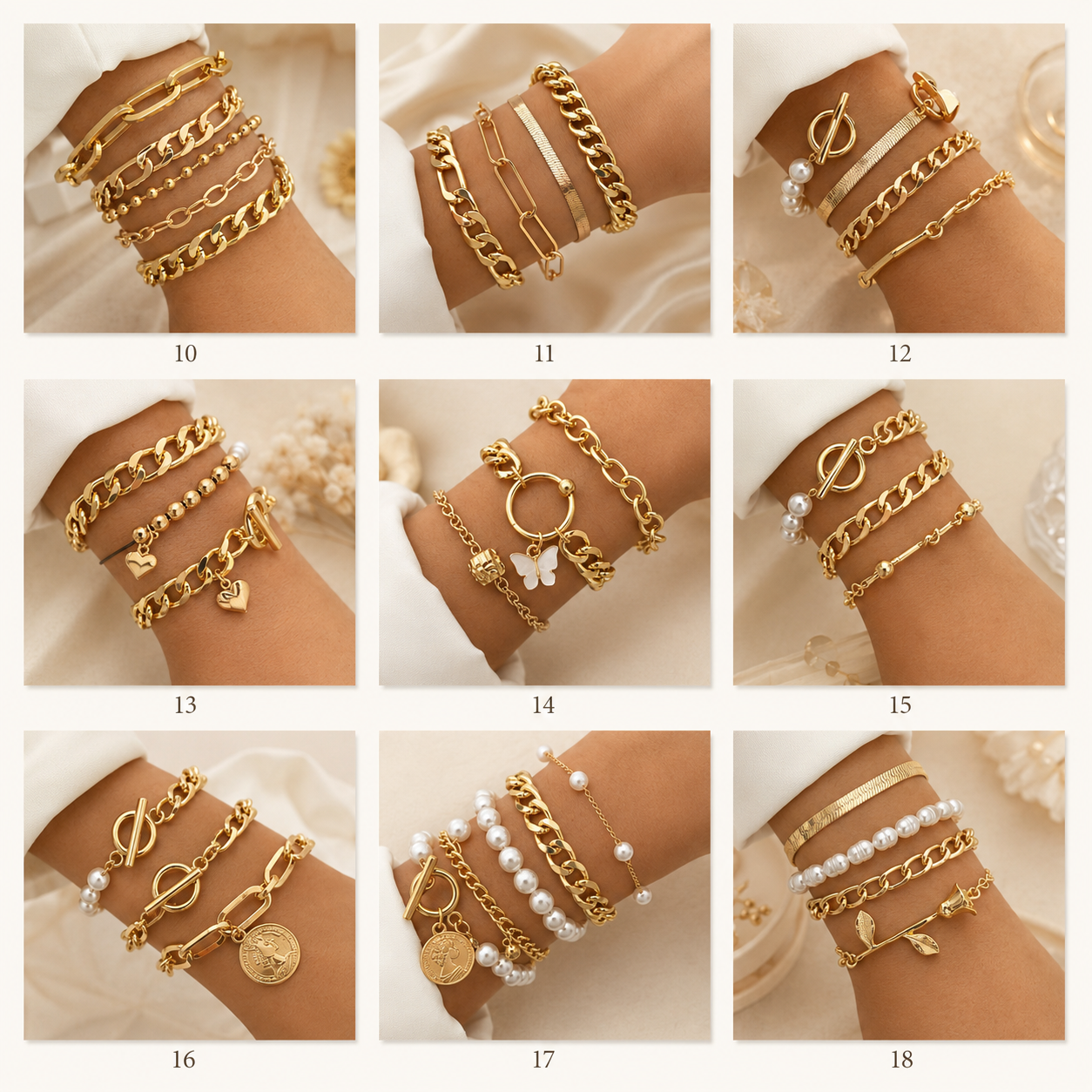 Bracelets 10 to 18