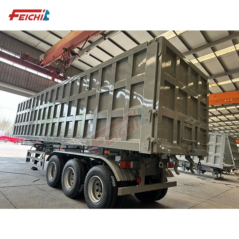 FEICHI merek 4 5 AS 40 Ton 60 Ton 70t batu peralatan kemiringan Dump Cargo Semi Trailer truk