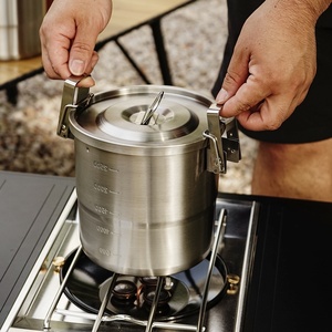 Ngoài Trời Toàn Bộ Xách Tay 304 Thép Không Gỉ Đồ Nấu Nướng Kim Loại Cắm Trại Thiết Bị Nấu Ăn Bền Vững Treo Nồi Nấu Ăn Nồi - Product Image 1