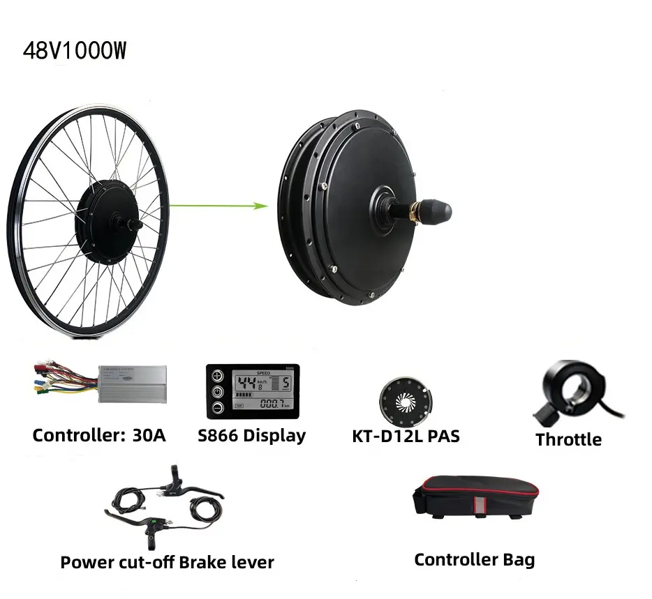 ชุดแปลงจักรยานไฟฟ้าประสิทธิภาพสูง,ชุดมอเตอร์ซี่ฮับ BLDC Ebike S866 W 500W 750W 1000W