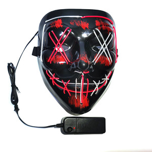 HFハロウィン新ダブルカラーライトマスクLEDコールドライト小道具スクリプト狼男キルパーティージャンプタイドプレイVフェイス
