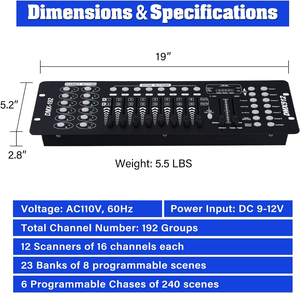 Quartz <strong>DMX</strong> <strong>Controller</strong> 192 Channel <strong>DMX</strong> Stage Light <strong>Controller</strong> <strong>LED</strong> Light Source DJ Laser Computer Effect Switch Console