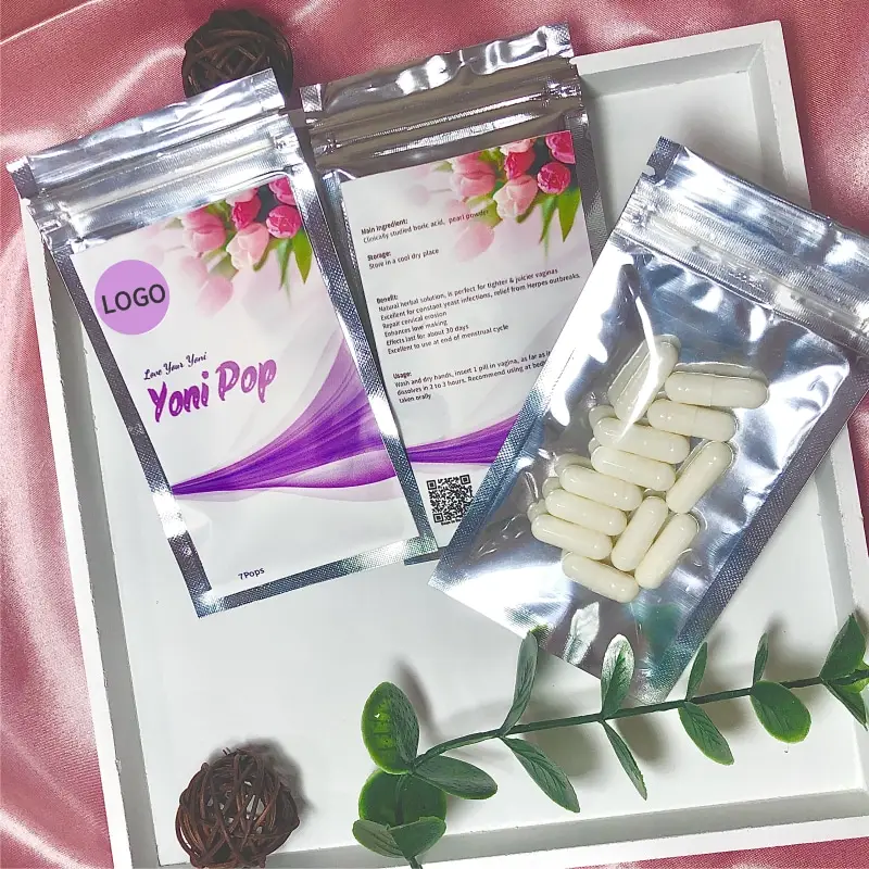 Özel etiket organik Yoni Pops vajina temizleme fitiller vajinal detoks kapsül borik asit kapsülleri
