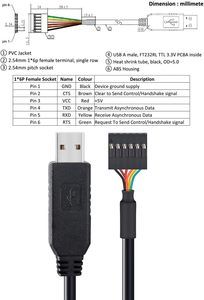 FTDI USB TTL seri adaptör 3.3V hata ayıklama kablo 6 Pin dişi soket başlık UART IC Wins rl çip kazanır için 11 10 8 7 Linux MAC - Product Image 6
