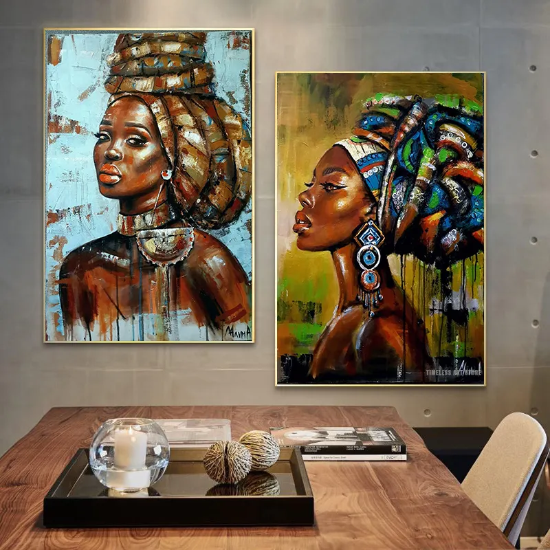 African Black Woman Graffiti Art Posters e impressões Abstract African Girl Canvas Pinturas Na Parede Art Pictures Wall Decor