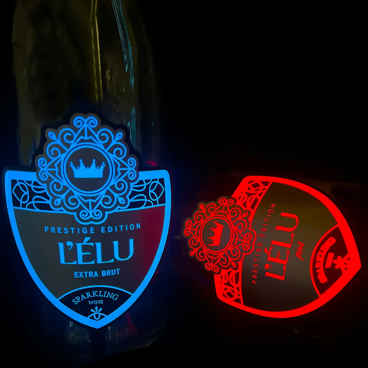 Etiqueta de botella de vino con luz LED, etiqueta de botella luminosa