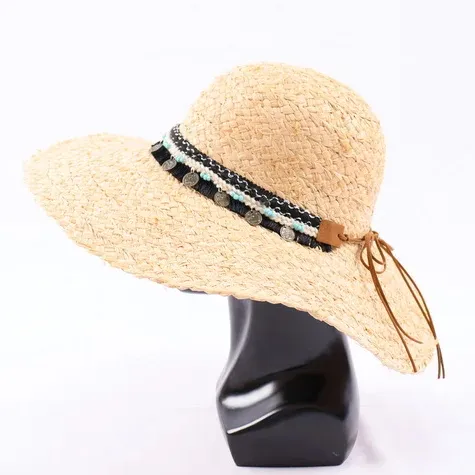 Creux mode raphia fait à la main Edora chapeaux pour femmes chapeaux de soleil nœud papillon large bord chapeaux de paille en gros 2023 Logo personnalisé