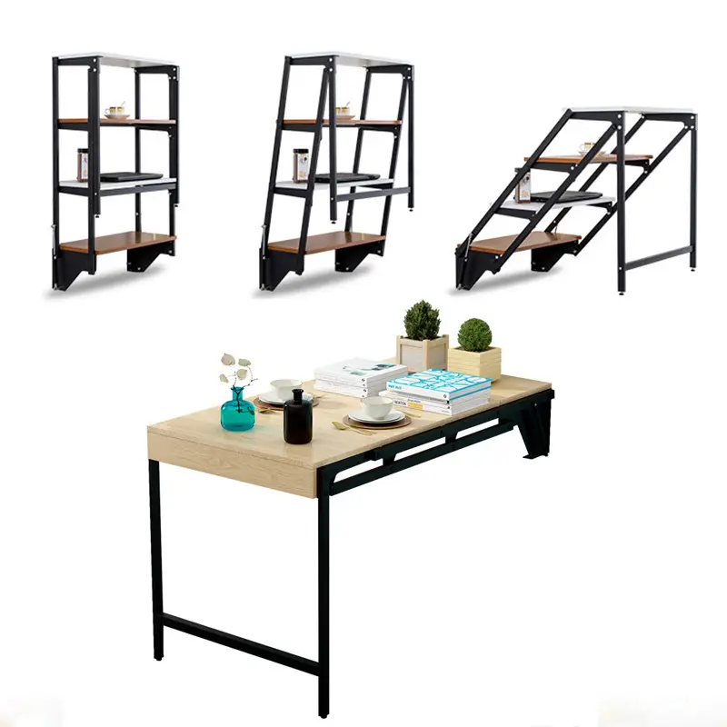 Table à manger murale en bois pliable, multifonctions, gain de place, avec étagère pour salle à manger ou salon, cuisine