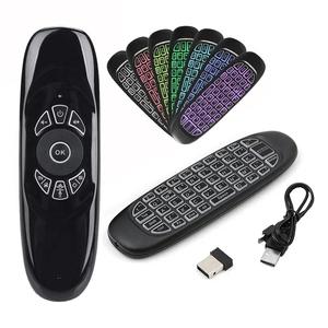 2,4G RF Control remoto Air Mouse inglés ruso español teclado inalámbrico retroiluminación de voz C120 para Android Smart TV Box - Product Image 2