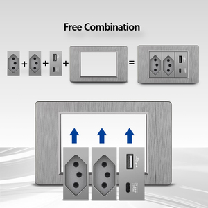 巴西PC拉丝开关和插座电插头插座双usb-c壁式插座 - Product Image 6
