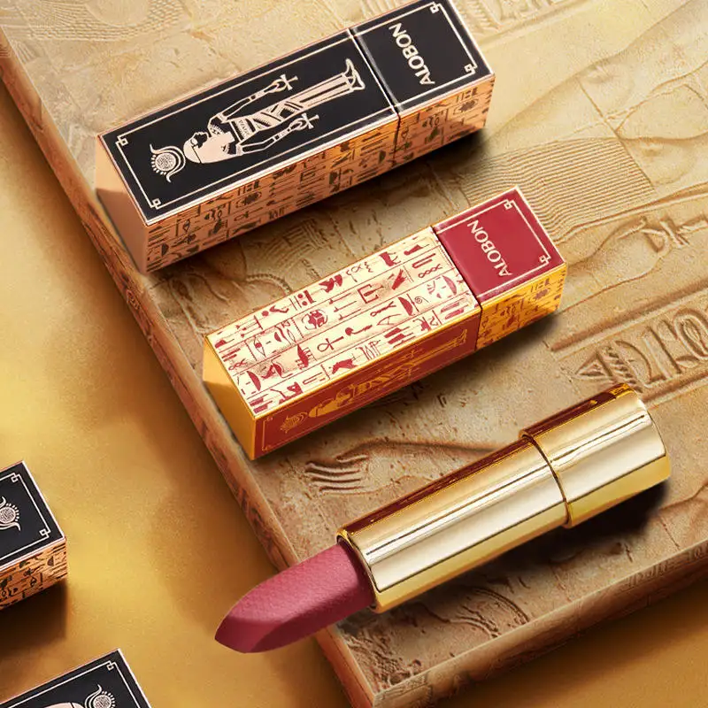 Vendita calda stile egiziano inciso velluto lip tint matte long lasting waterproof vegan lipstick