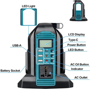 Makita 18V pil için 350W 2port taşınabilir DC 18V AC 110-120V açık jeneratörler dönüştürücü USB-A tip-c Port LED ışık - Product Image 4
