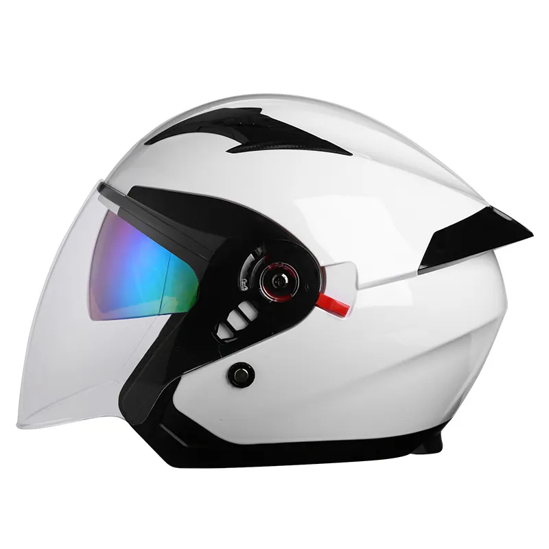 Casco deportivo de media cara con visera interior, alta calidad, para motocicleta