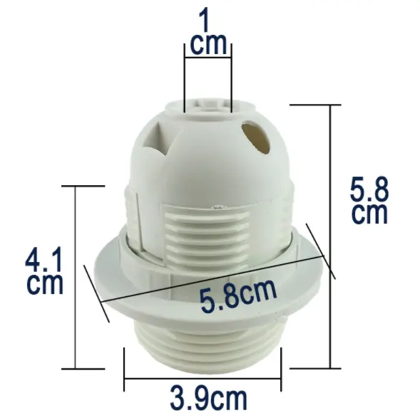 Support de lampe en plastique fileté, accessoire pour lampes avec anneau, E27