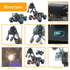 Adeept PiCar Pro Kit per auto Robot intelligente 2-in-1 4WD con braccio robotico 4DOF scheda Raspberry Pi non inclusa - Product Image 4